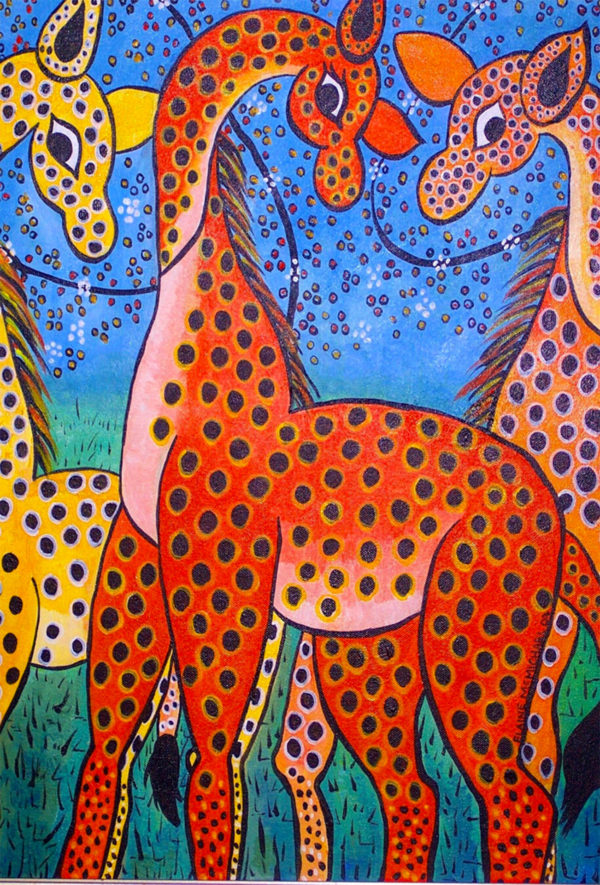 Three Orange Giraffes